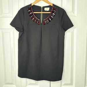 Kate Spade Jewell Beaded Sz 8 Black Short Sleeve stretch‎ top